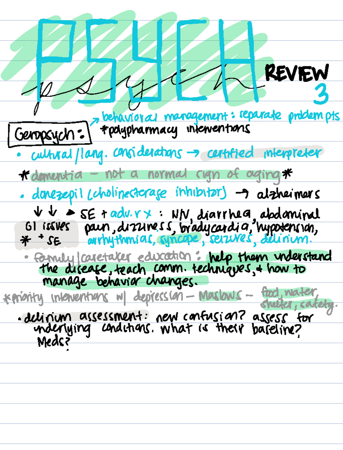 Exam 3 Review: Psychology Notes for Course PSY 314 - Studocu