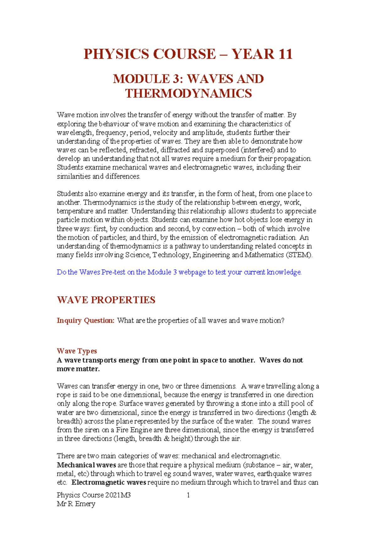PHYSICS 2021 M3: WAVES AND THERMODYNAMICS STUDY NOTES - Studocu
