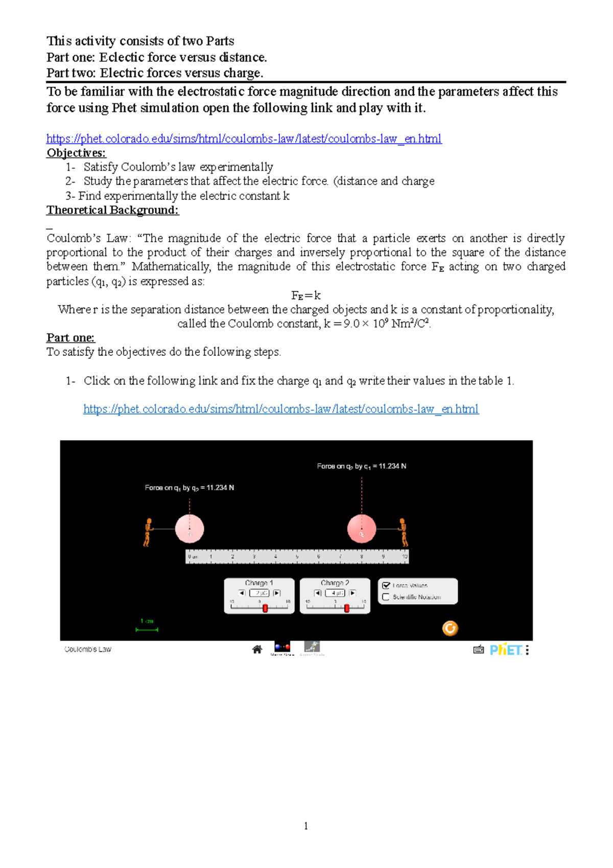 PHY-290 - Physics II Lab: Coulomb's Law Experiments & Solutions - Studocu