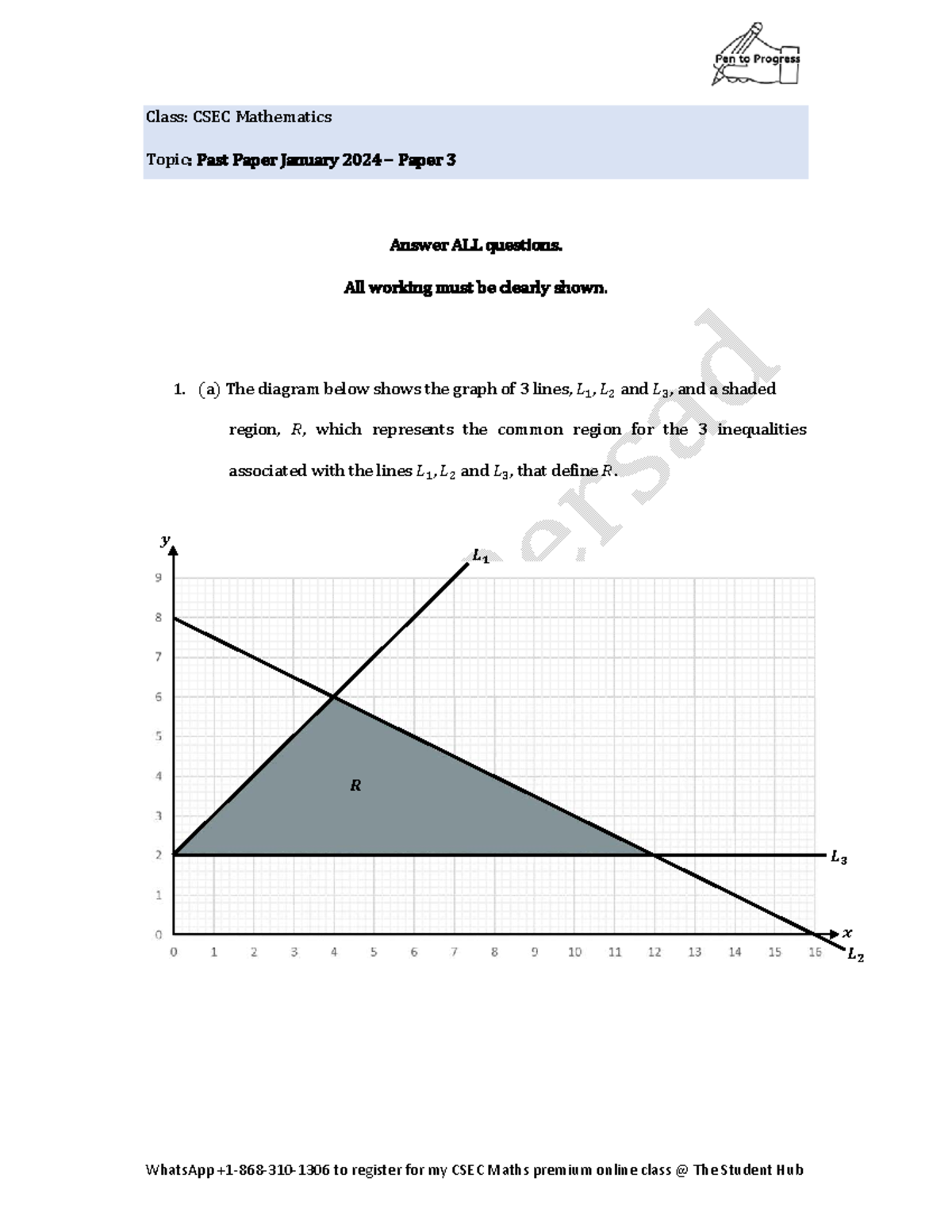 CSEC Math Paper 3 Past Exam Questions & Solutions - Jan 2024 - Studocu
