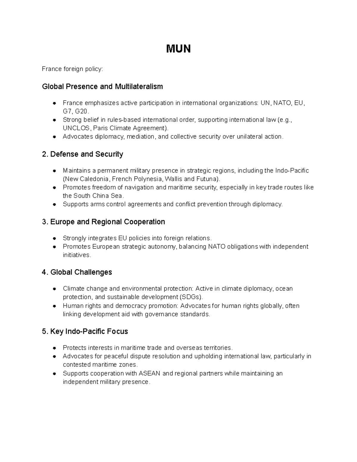 MUN France Foreign Policy: Global Presence & Multilateralism Insights ...