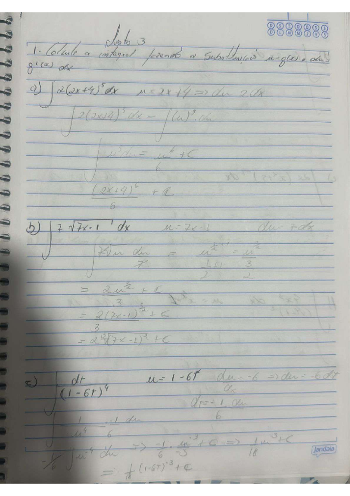 Calculus II Notes: Integration Techniques and Examples (D S T Q Q S ...