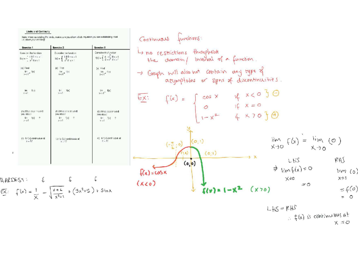 Limits & Continuity Notes: Calculating Limits & Continuity - Studocu
