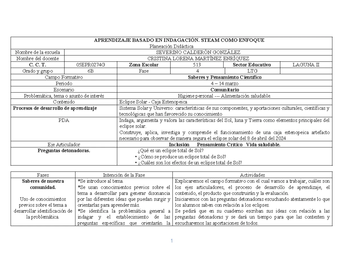 Planeación Didáctica de Proyectos Comunitarios para 6to Grado [3018 ...