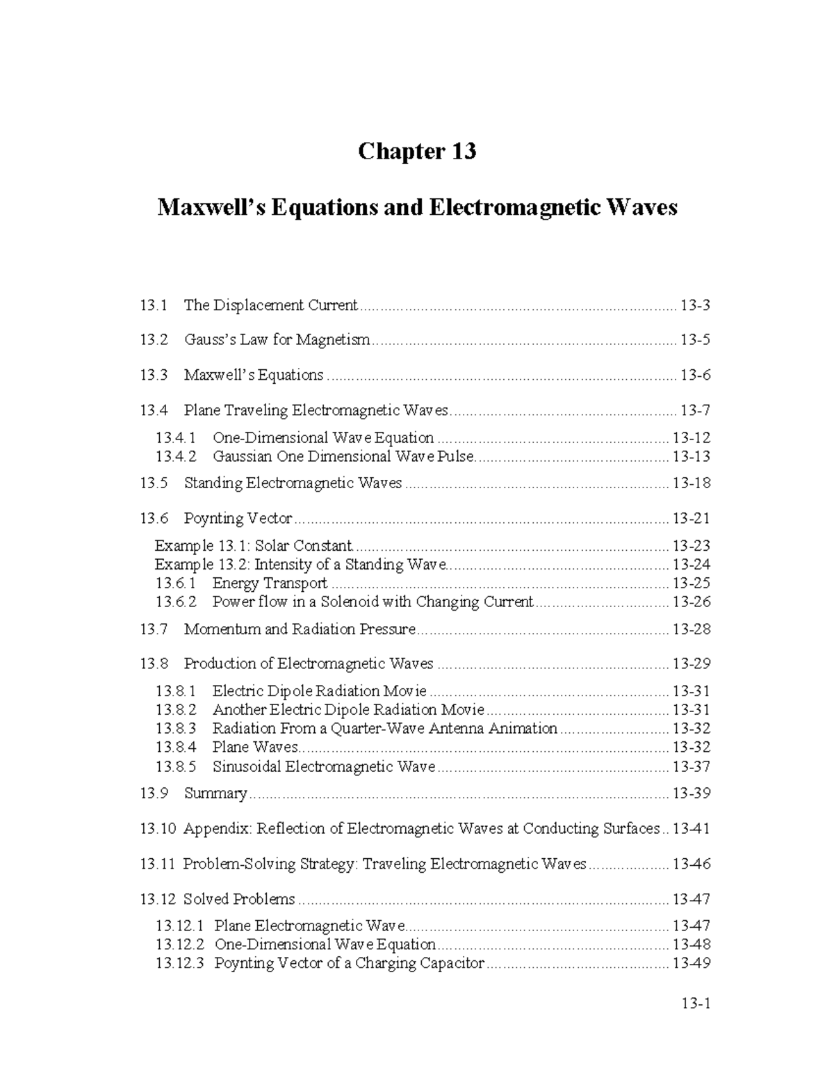 Chapter 13: Equations & Electromagnetic Waves - Displacement Current ...