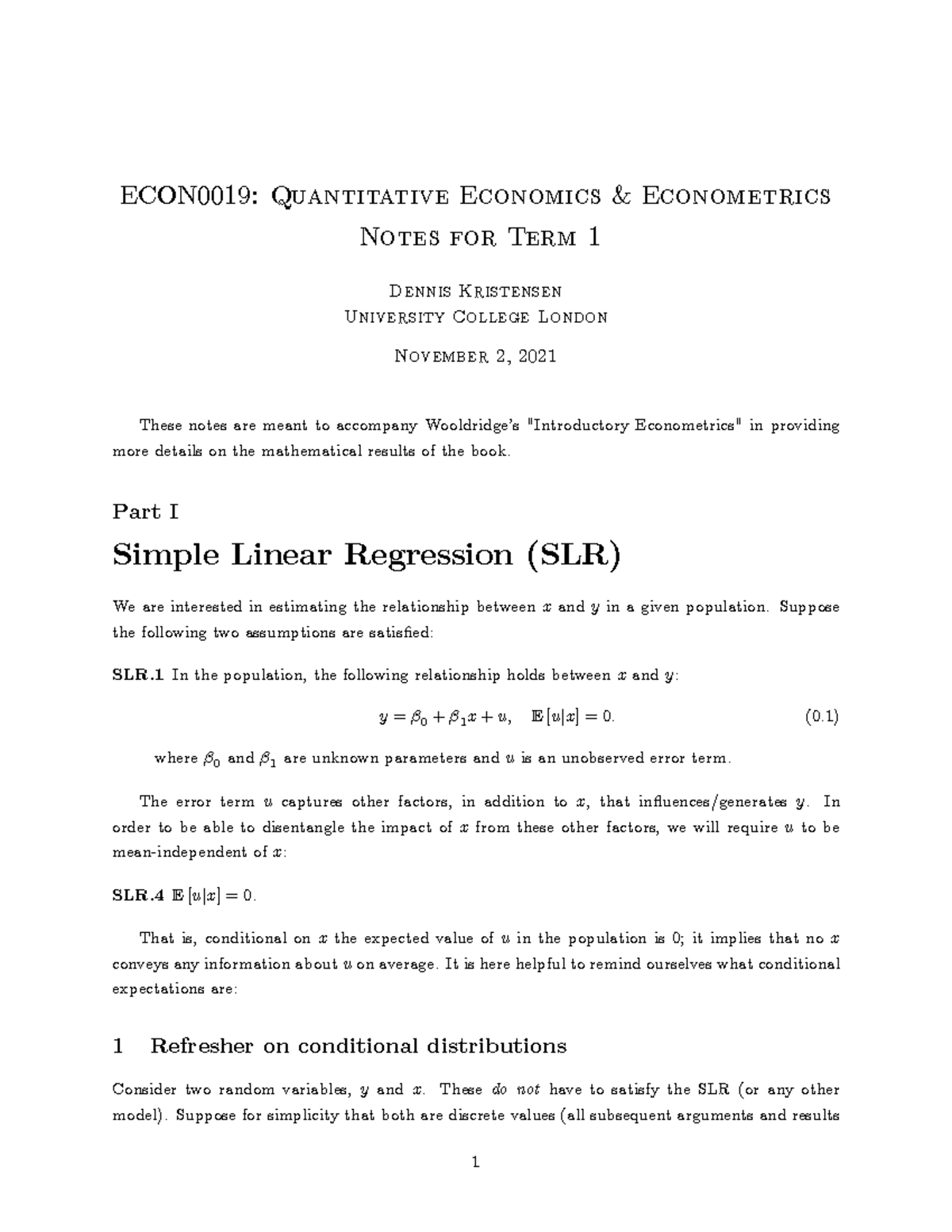 ECON0019 Final Exam Notes - Quantitative Economics & Econometrics - Studocu