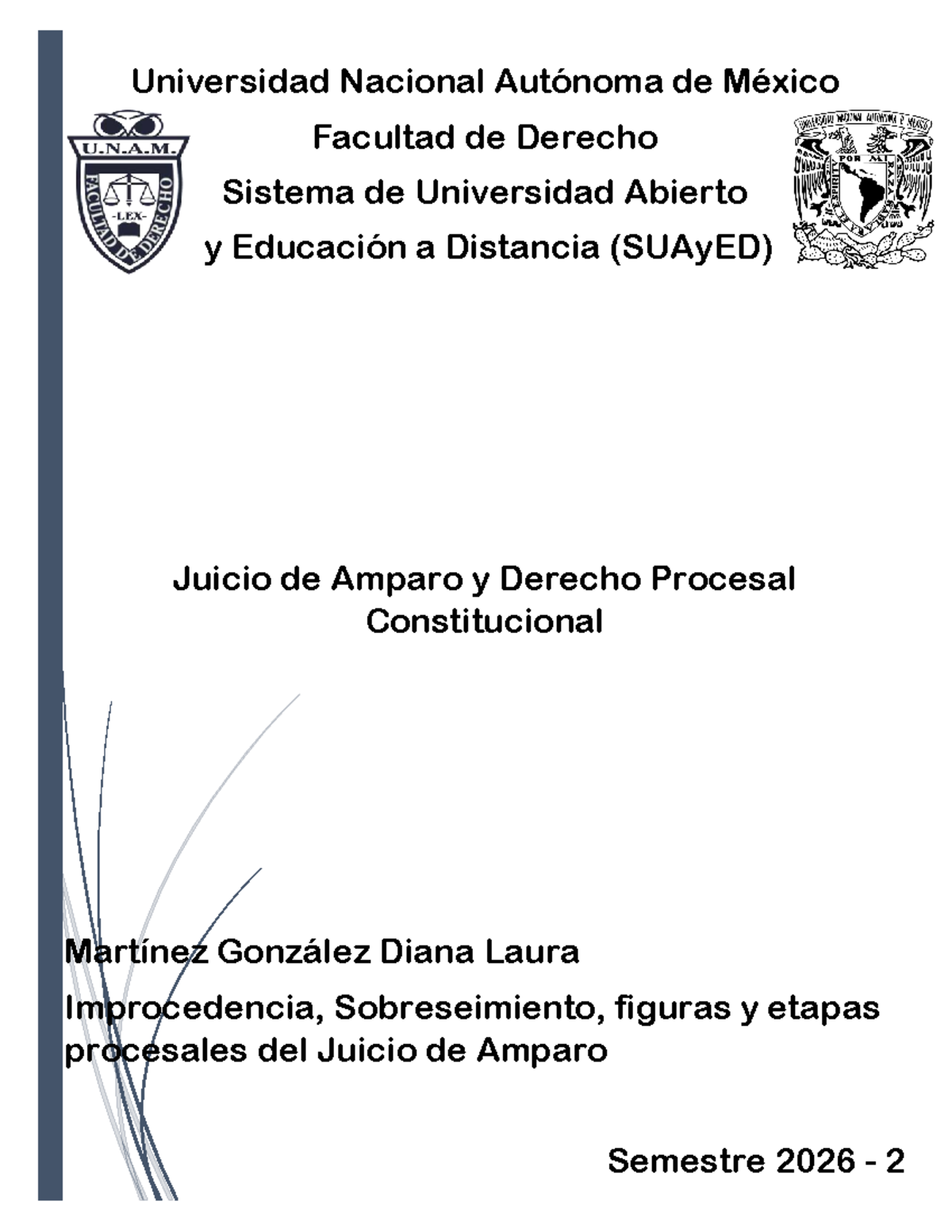 Juicio de Amparo y Derecho Procesal Constitucional - Actividad 2 U2 ...