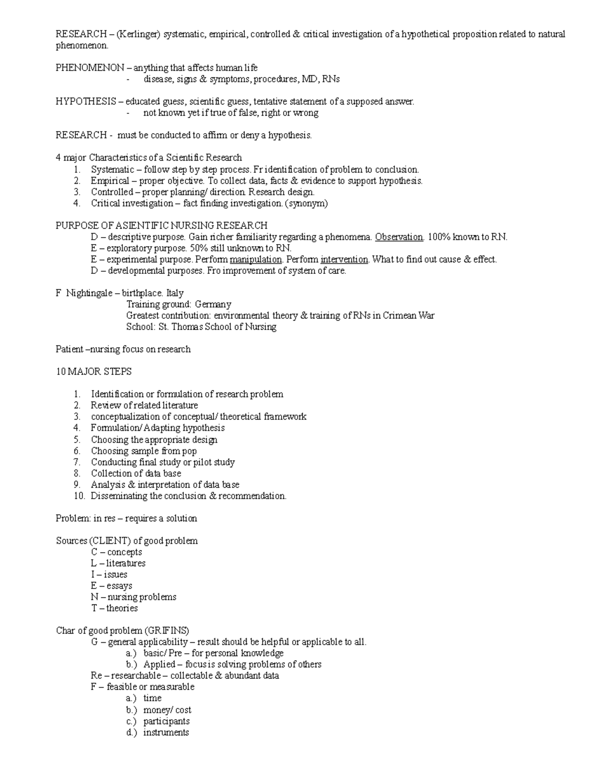 NURS 301 - Lecture Notes on Research Principles and Nursing Ethics ...