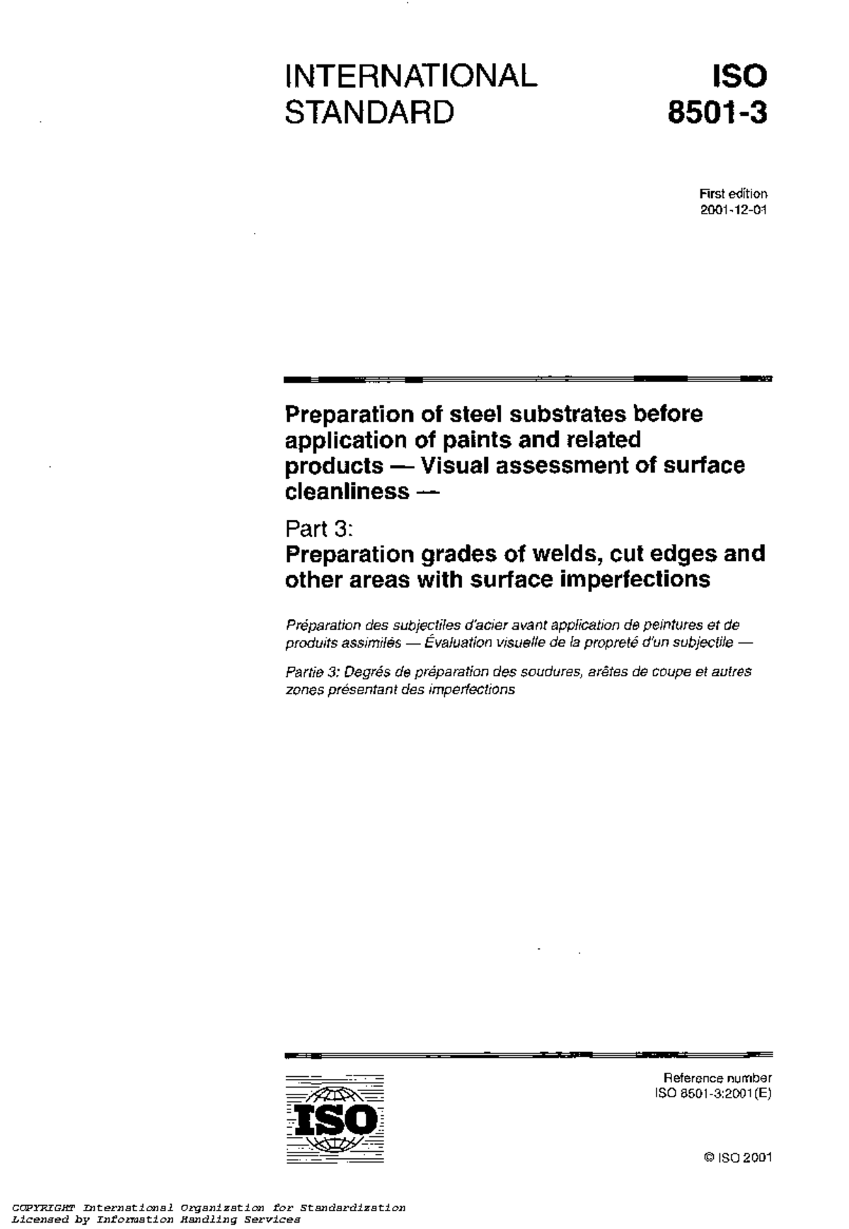 ISO 8501-3: Visual Assessment of Steel Surface Cleanliness - Studocu