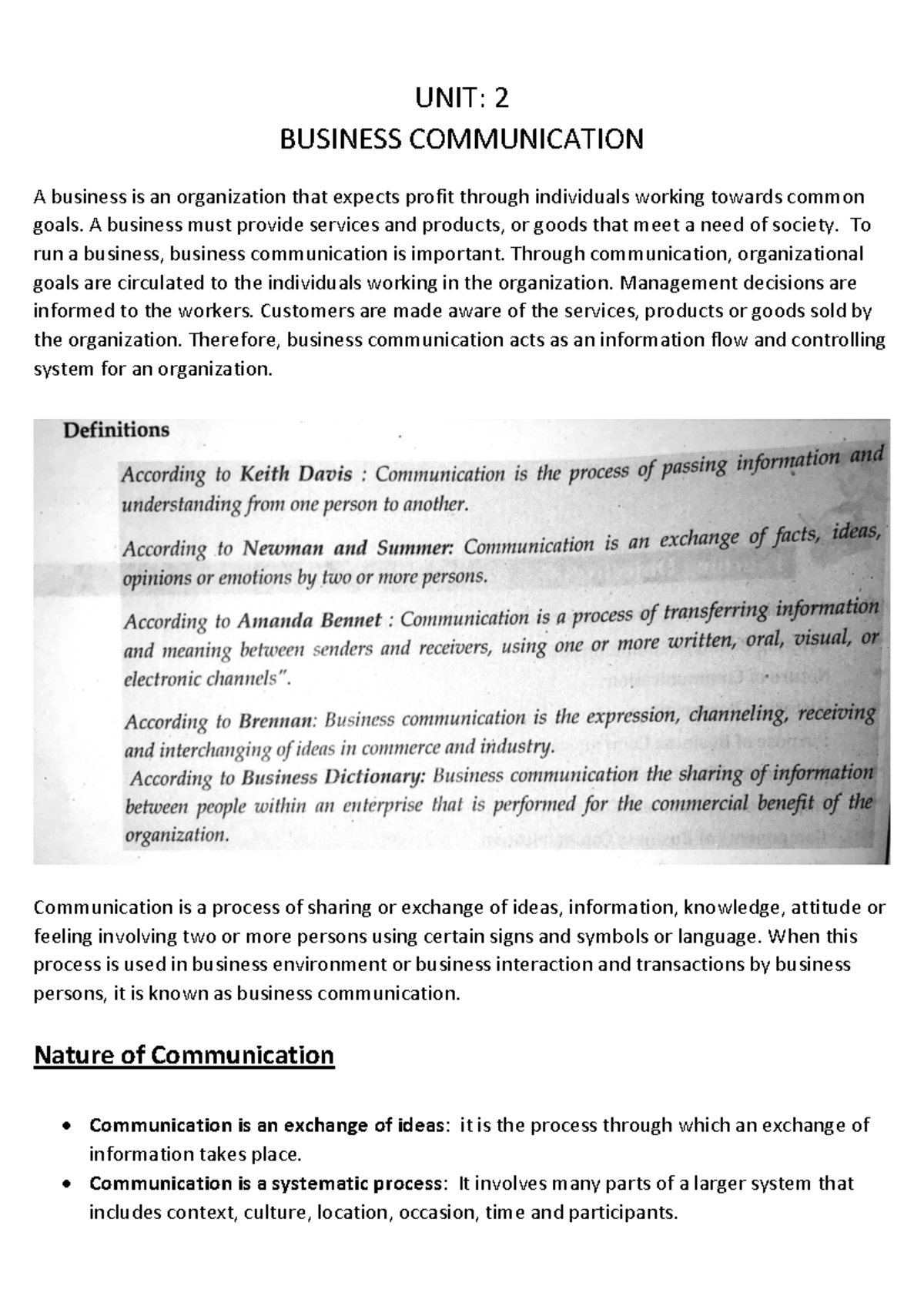 UNIT 2 - Summary of Business Communication Principles - Studocu