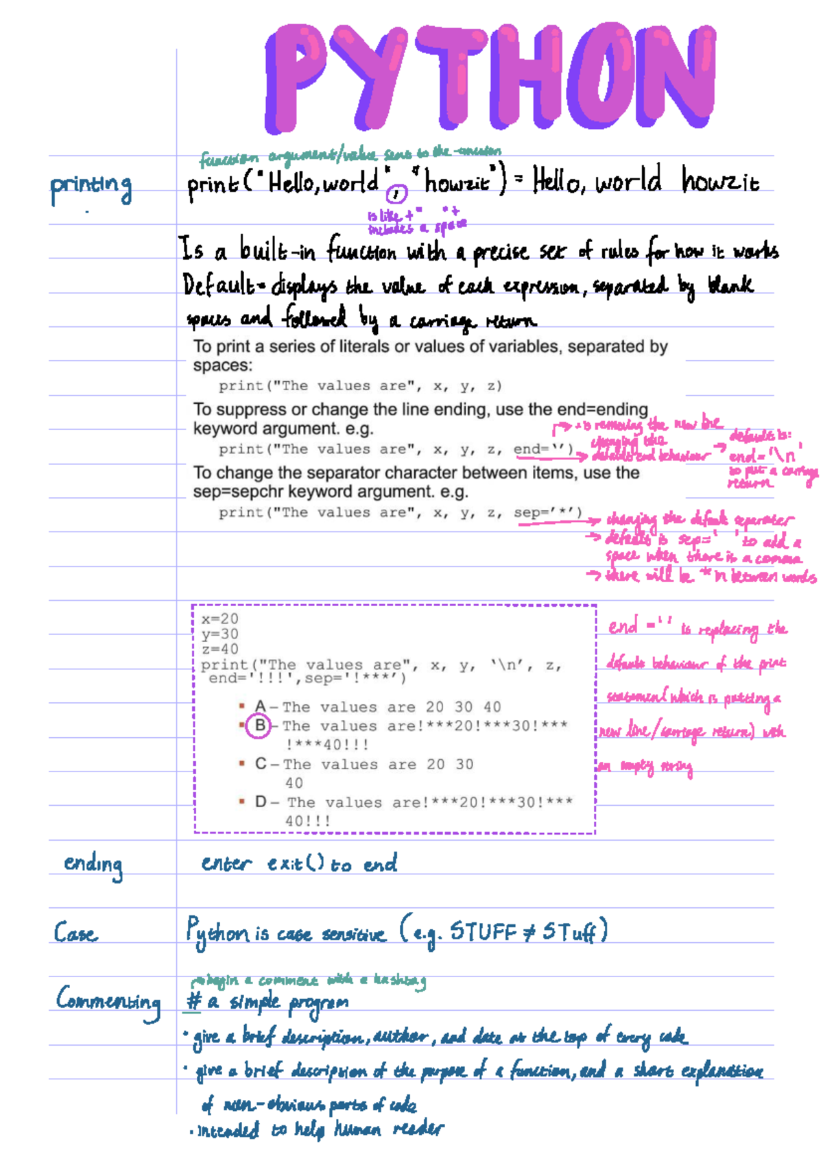 CSC1015F Python Functions and Print Statements Overview - Studocu