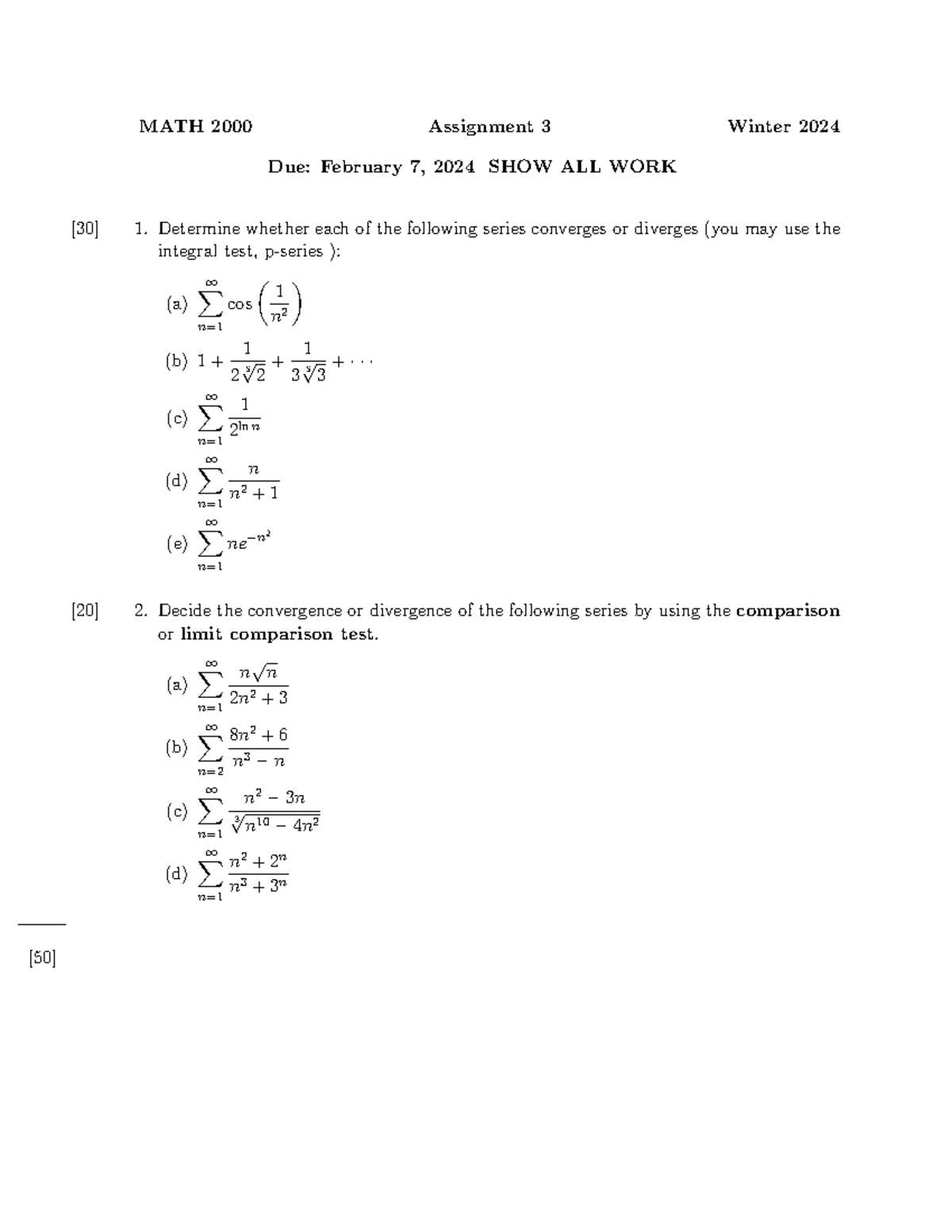 Math 2000 assignment 3 - MATH 2000 Assignment 3 Winter 2024 Due ...