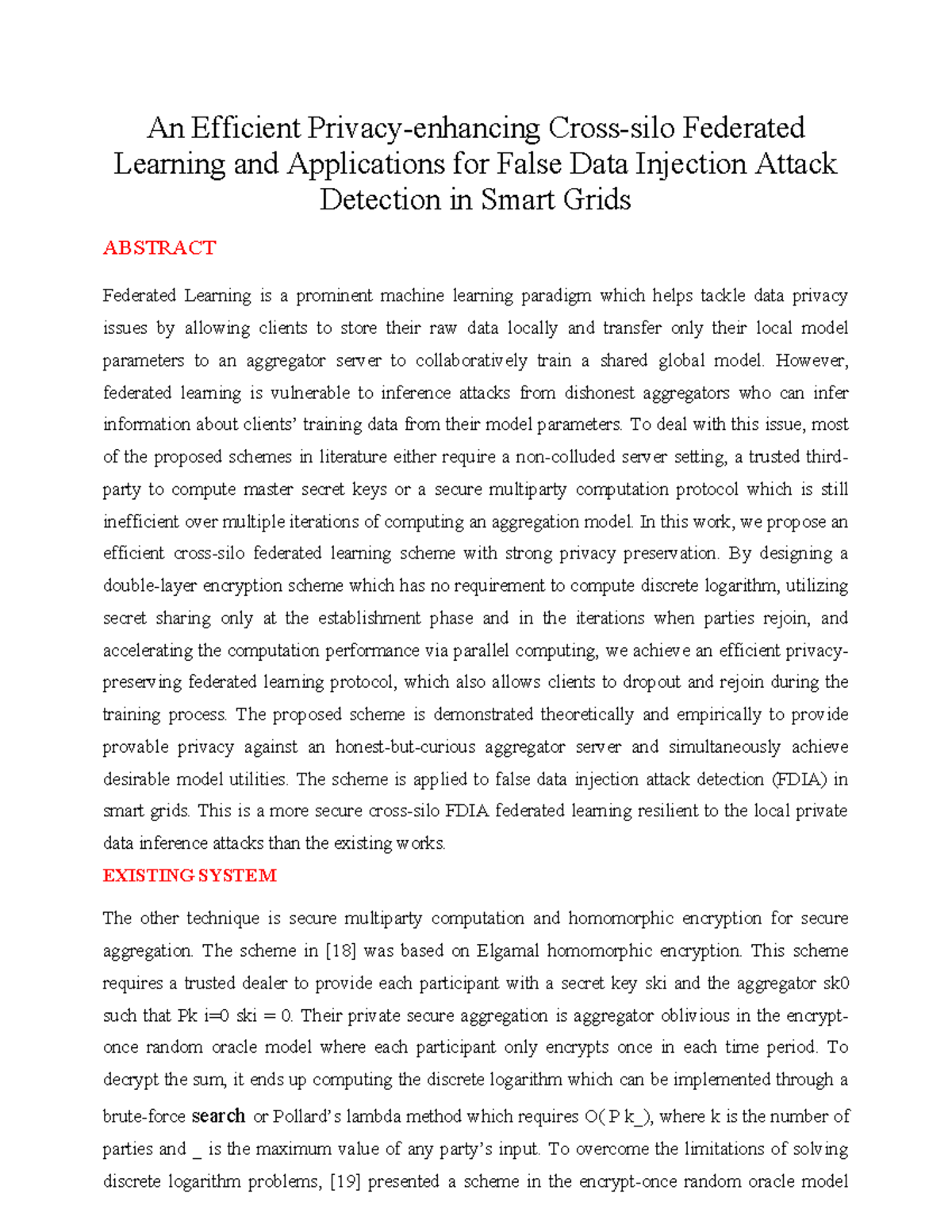 An Efficient Federated Learning Scheme for FDIA Detection in Smart ...