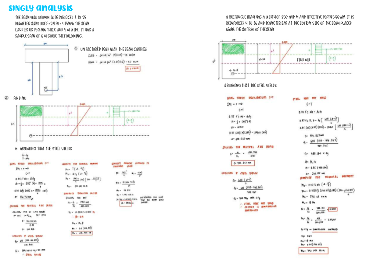 SINGLY Design of Reinforced Concrete Beam - Problems 6 - Studocu