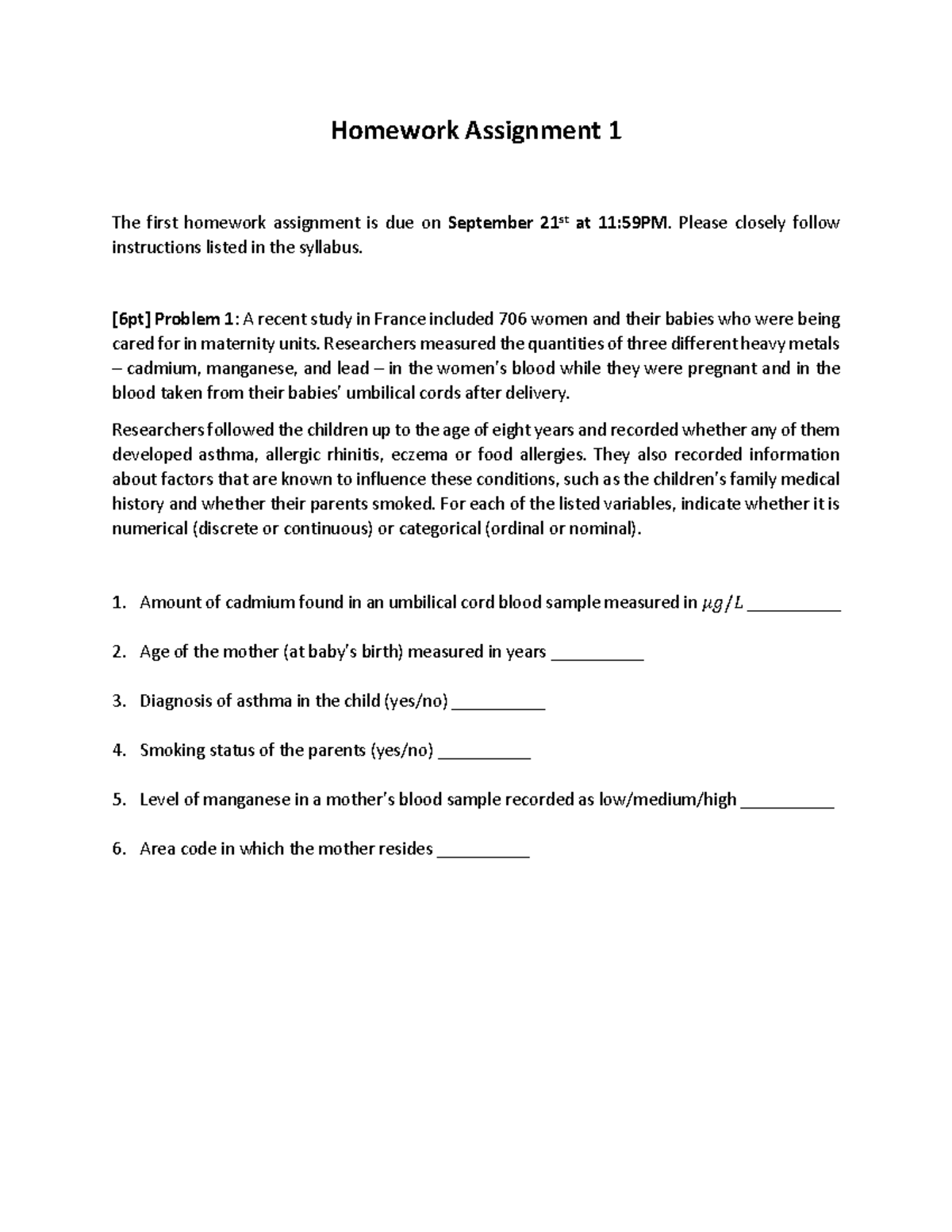 Homework Assignment 1: Analyzing Data and Sampling Methods - Studocu