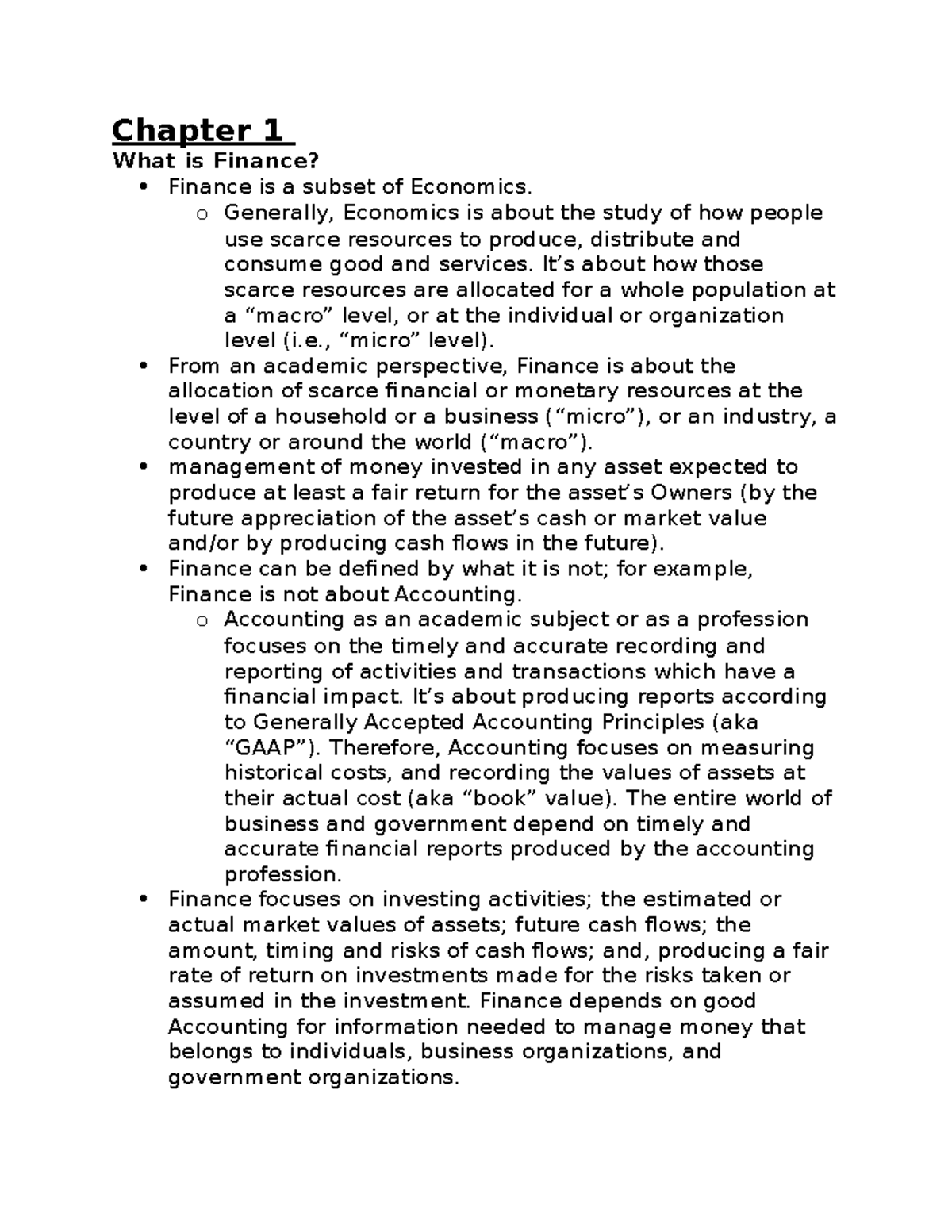 FIN 101: Exam 1 Study Guide on Finance Concepts and Principles - Studocu