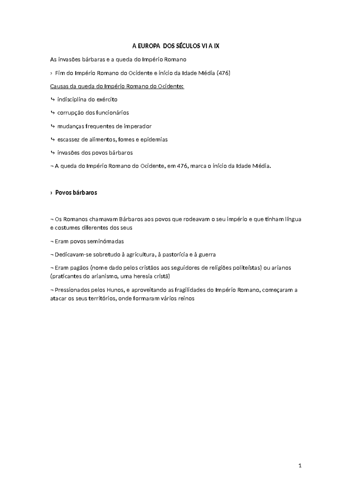A Europa nos Séculos VI a IX: Invasões Bárbaras e Queda do Império ...