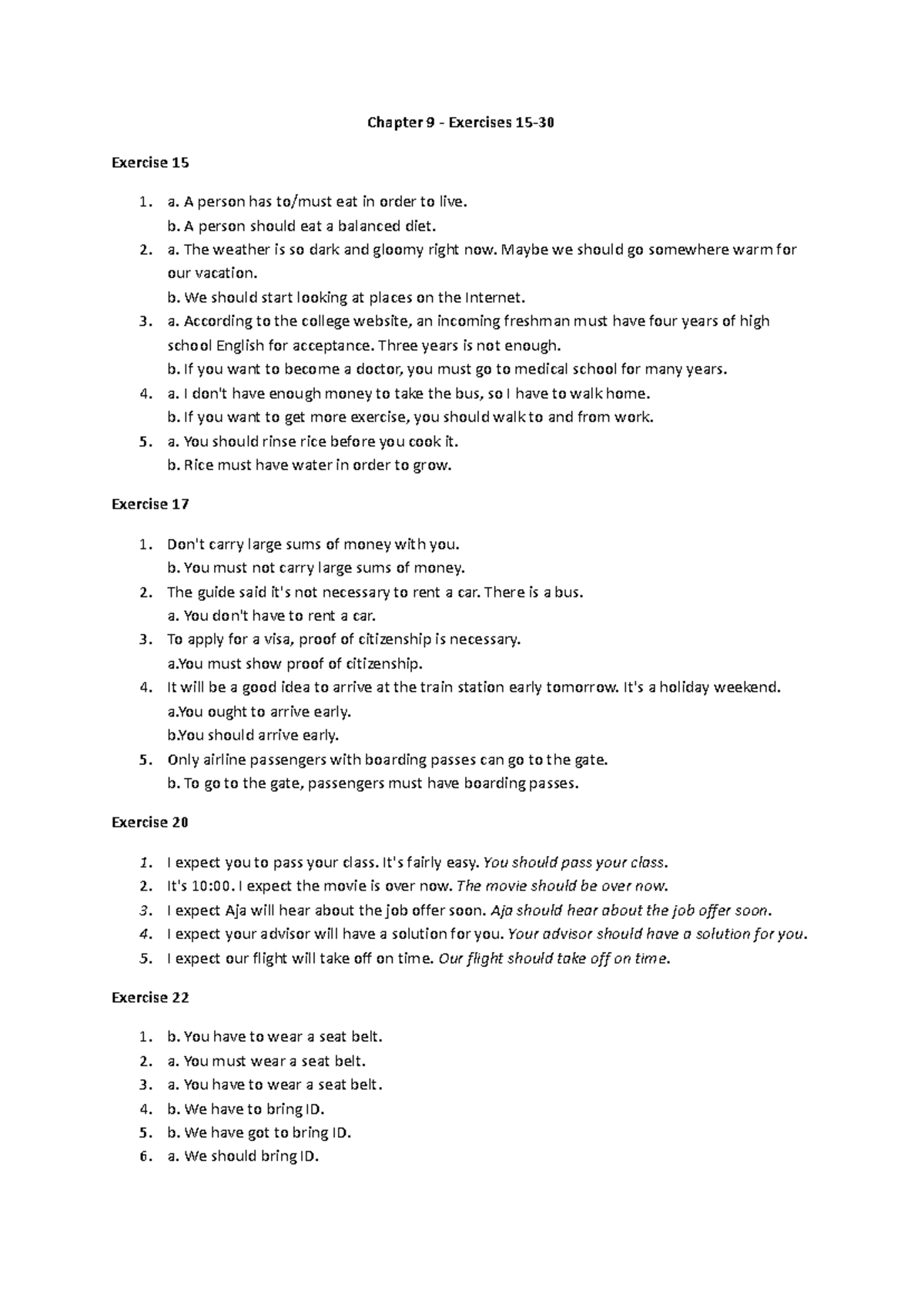 Understanding and Using English Grammar - Ch. 9 Exercises 15-30 - Studocu