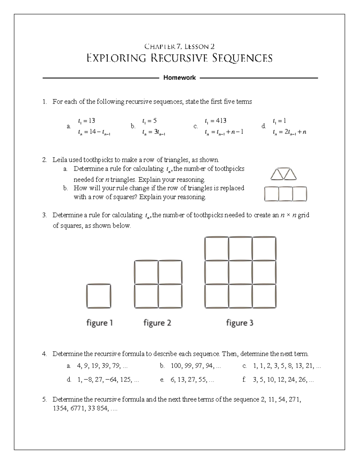 Lesson 2 - Exploring Recursive Sequences Homework (Math 101) - Studocu
