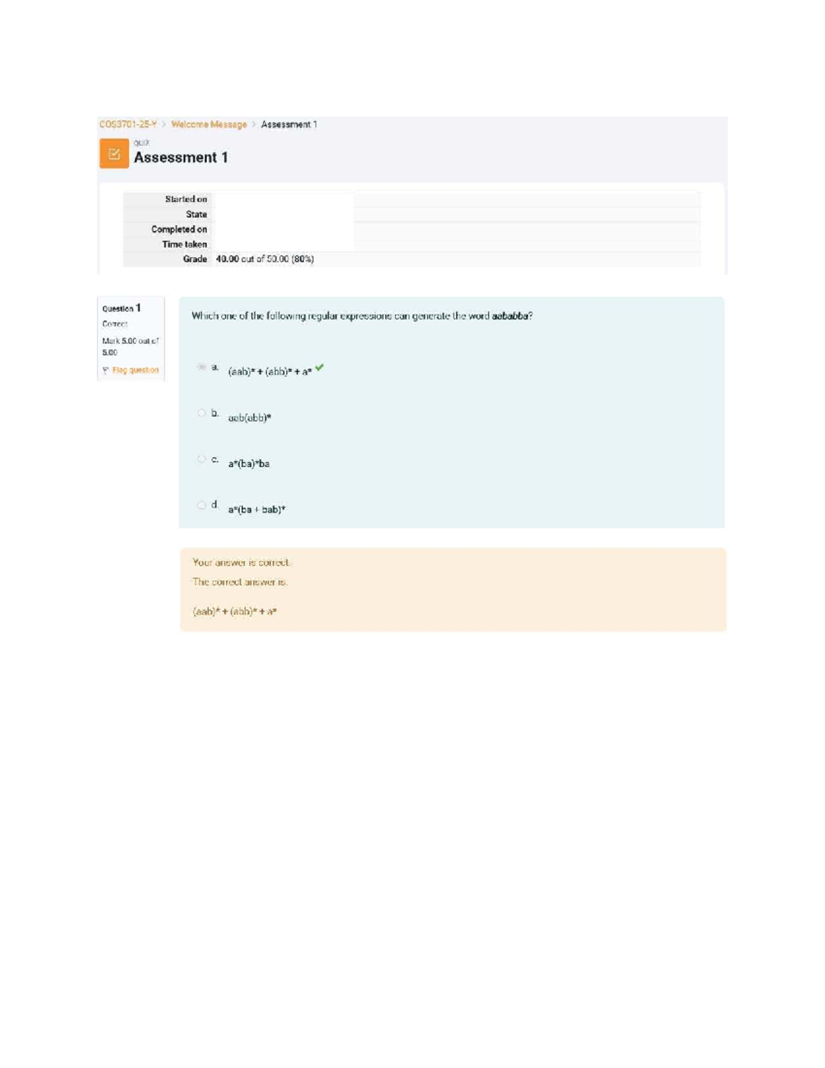 COS3701 Assignment 1 Memo 2025: Quiz Assessment Results and Analysis ...