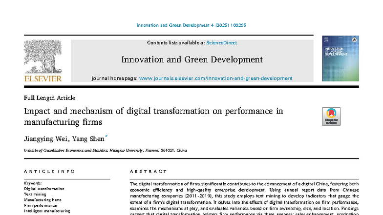 Impact and Mechanism of Digital Transformation on Manufacturing Firm ...