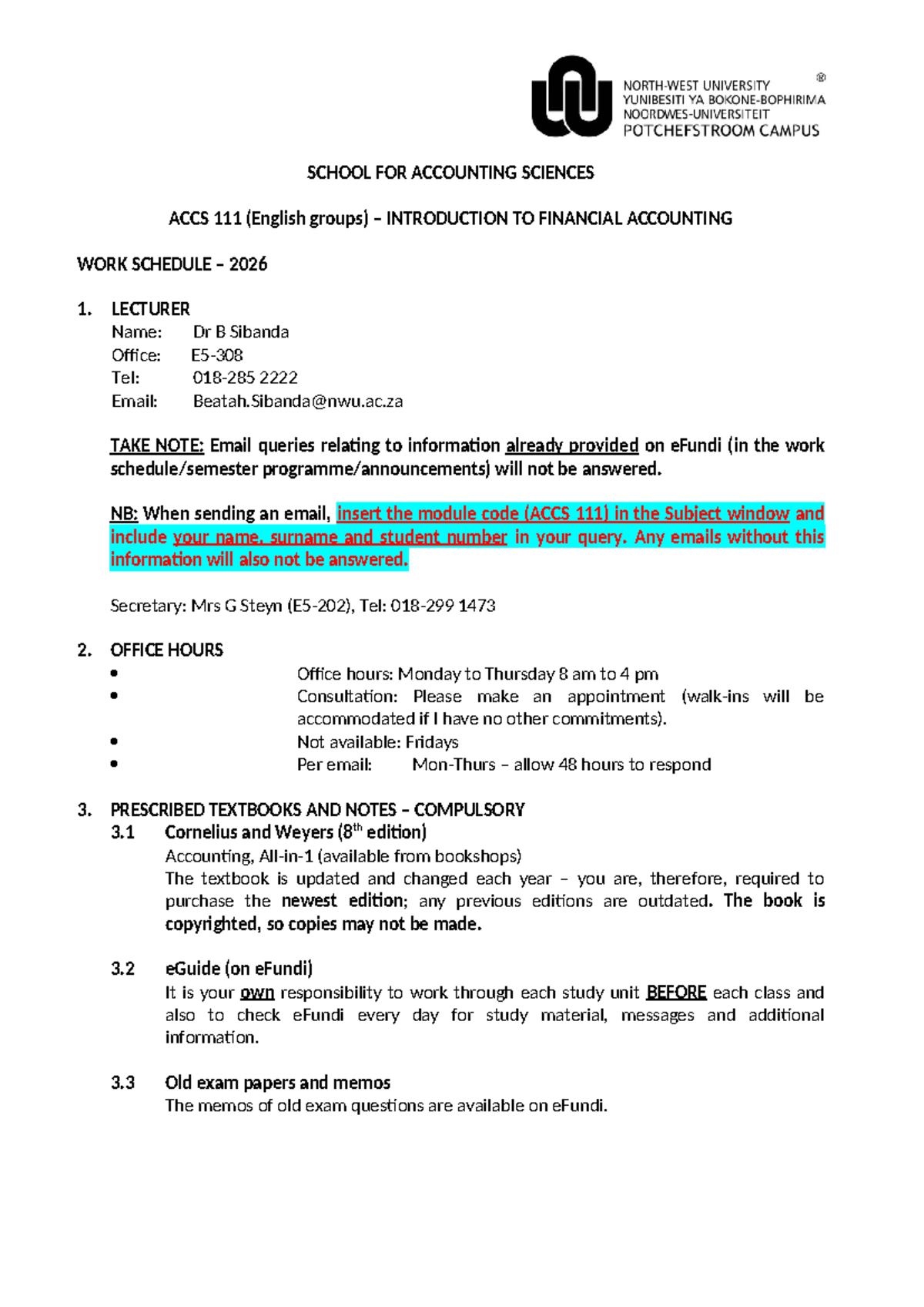 2026 ACCS111 Introduction to Financial Accounting Work Schedule - Studocu