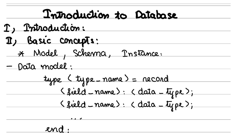 Database I: Lecture 1 Notes on Basic Concepts and Models - Studocu