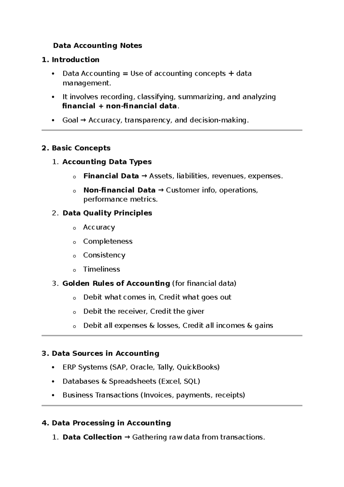 Data Accounting Notes: Concepts and Principles Overview - Studocu