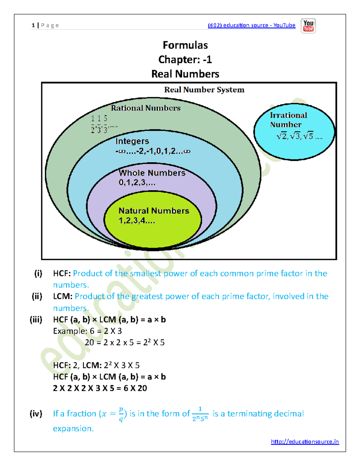 Class 10 Mathematics Formulas: Comprehensive Study Notes - Studocu