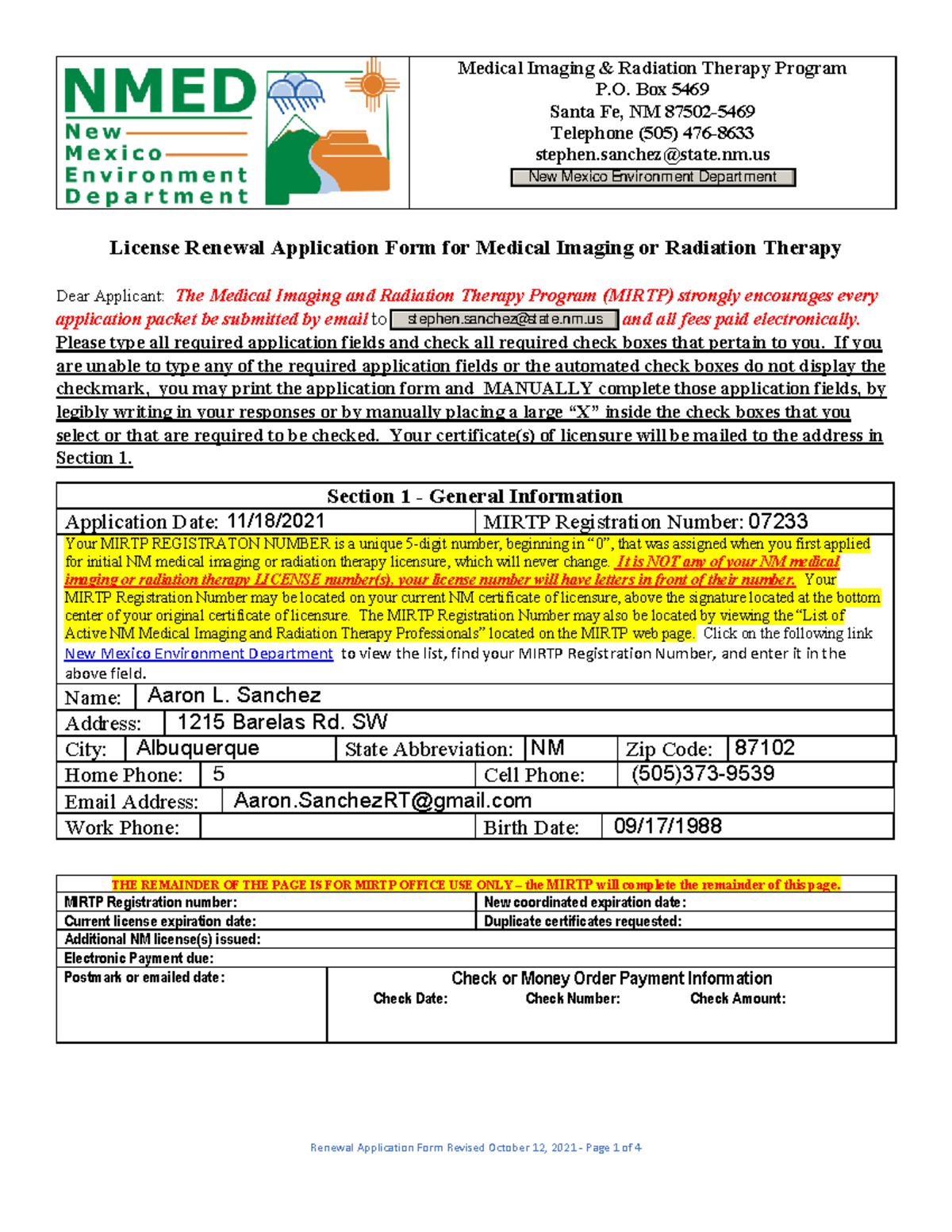 MIRTP License Renewal Application Form - Medical Imaging & Radiation ...