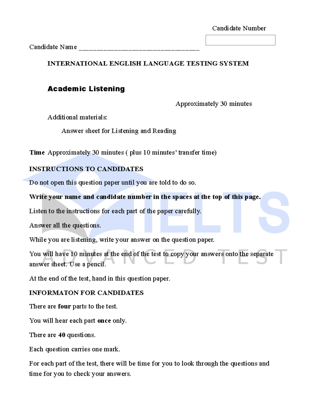 IELTS Academic Listening Test 5 - Practice Questions and Notes - Studocu