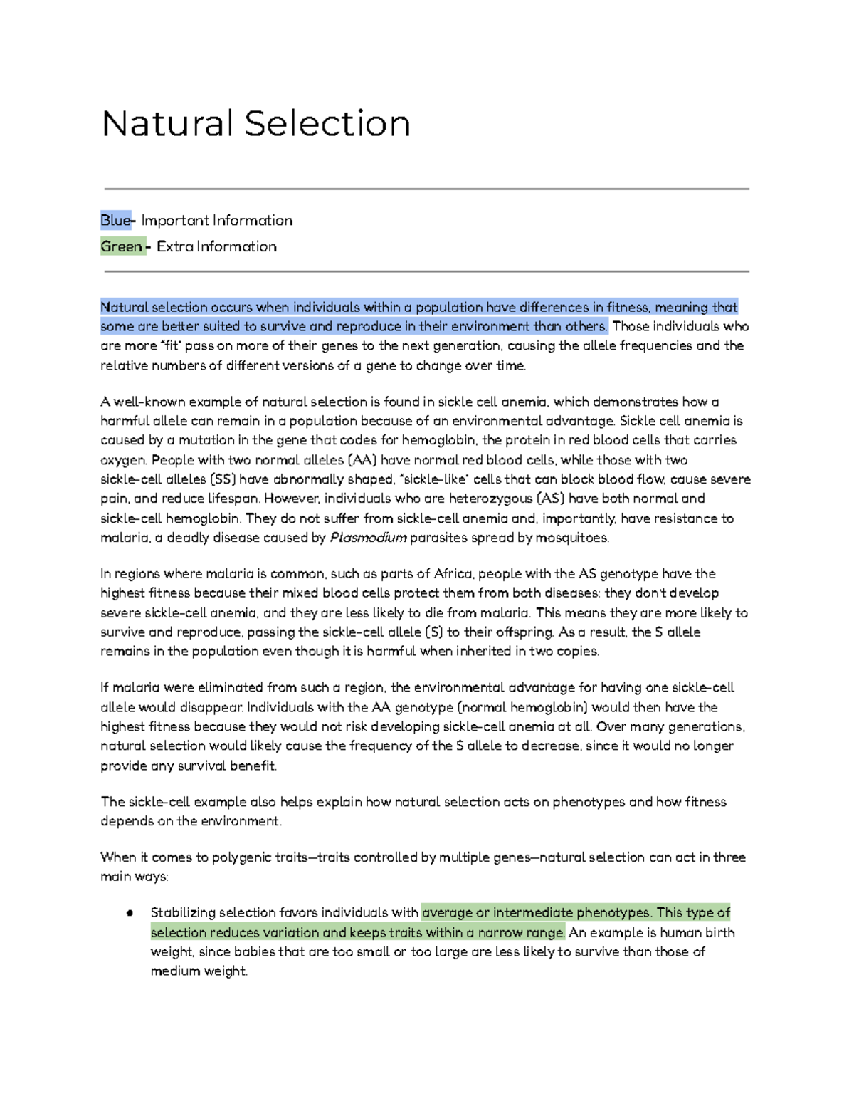 Natural Selection Overview and Examples - Studocu