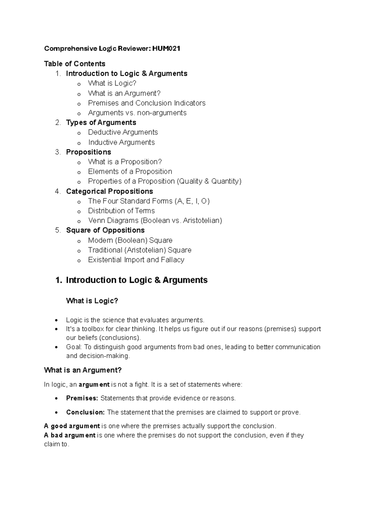 Comprehensive Logic Review: HUM021 Study Guide - Studocu