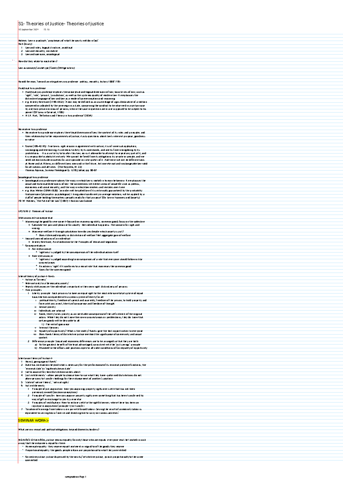 S1 - Theories of Justice: An Analytical Jurisprudence Overview - Studocu