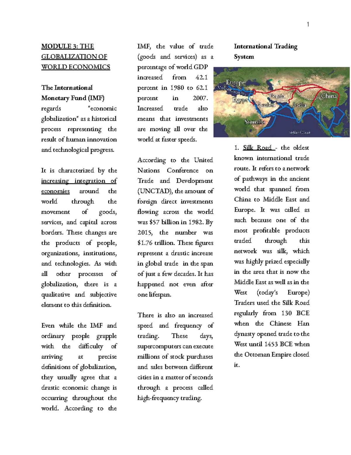 GEC 003 - Module 3: The IMF and Global Trade Dynamics - Studocu