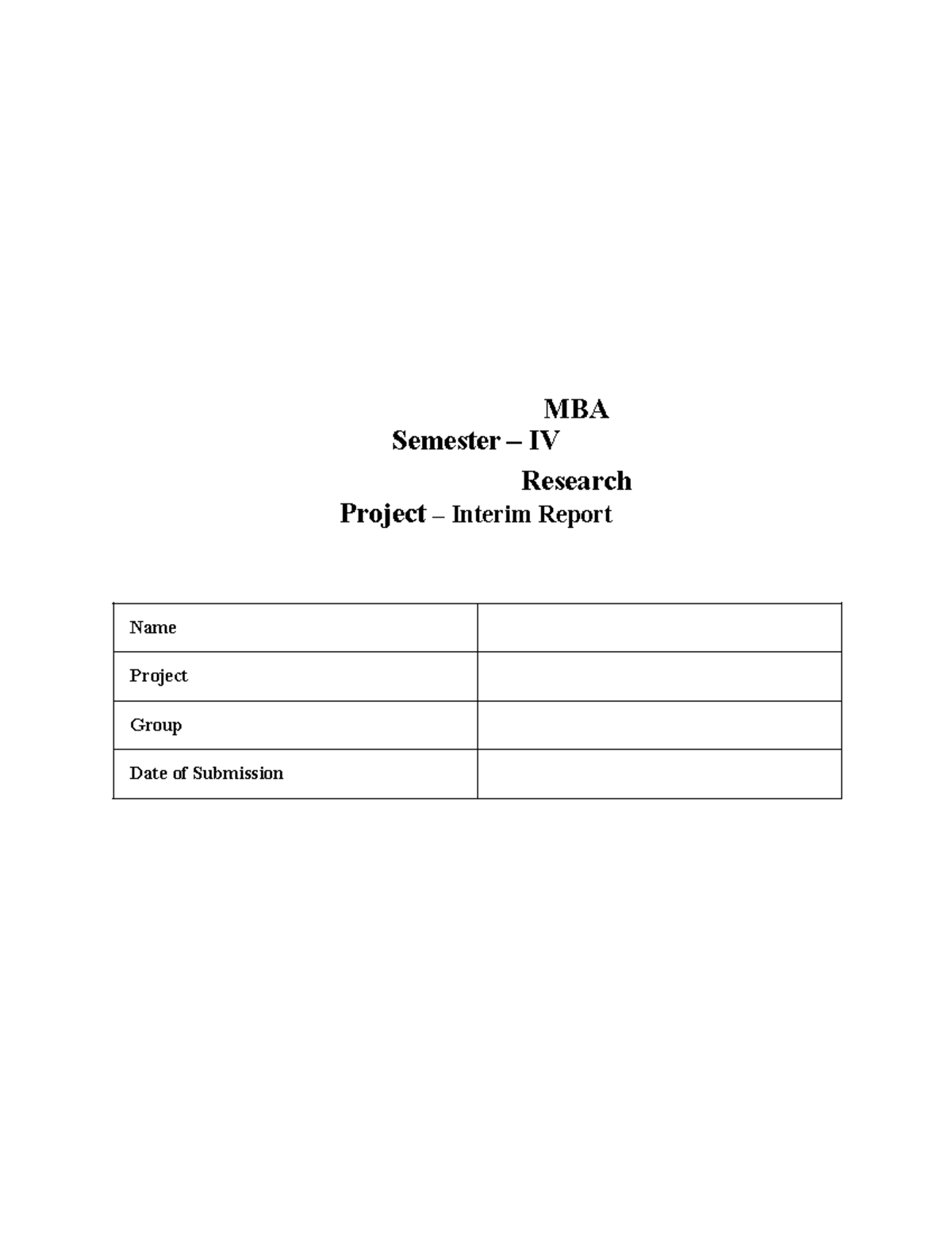 Phase 2 Project Interim Report Template 1 - MBA Semester – IV Research ...