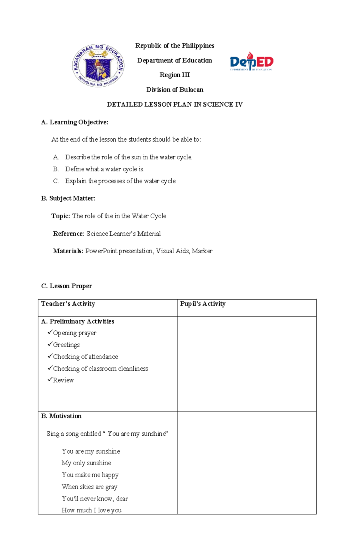 Detailed- Lesson-PLAN-IN- Science-IV-FOR- Teaching- Demonstration ...
