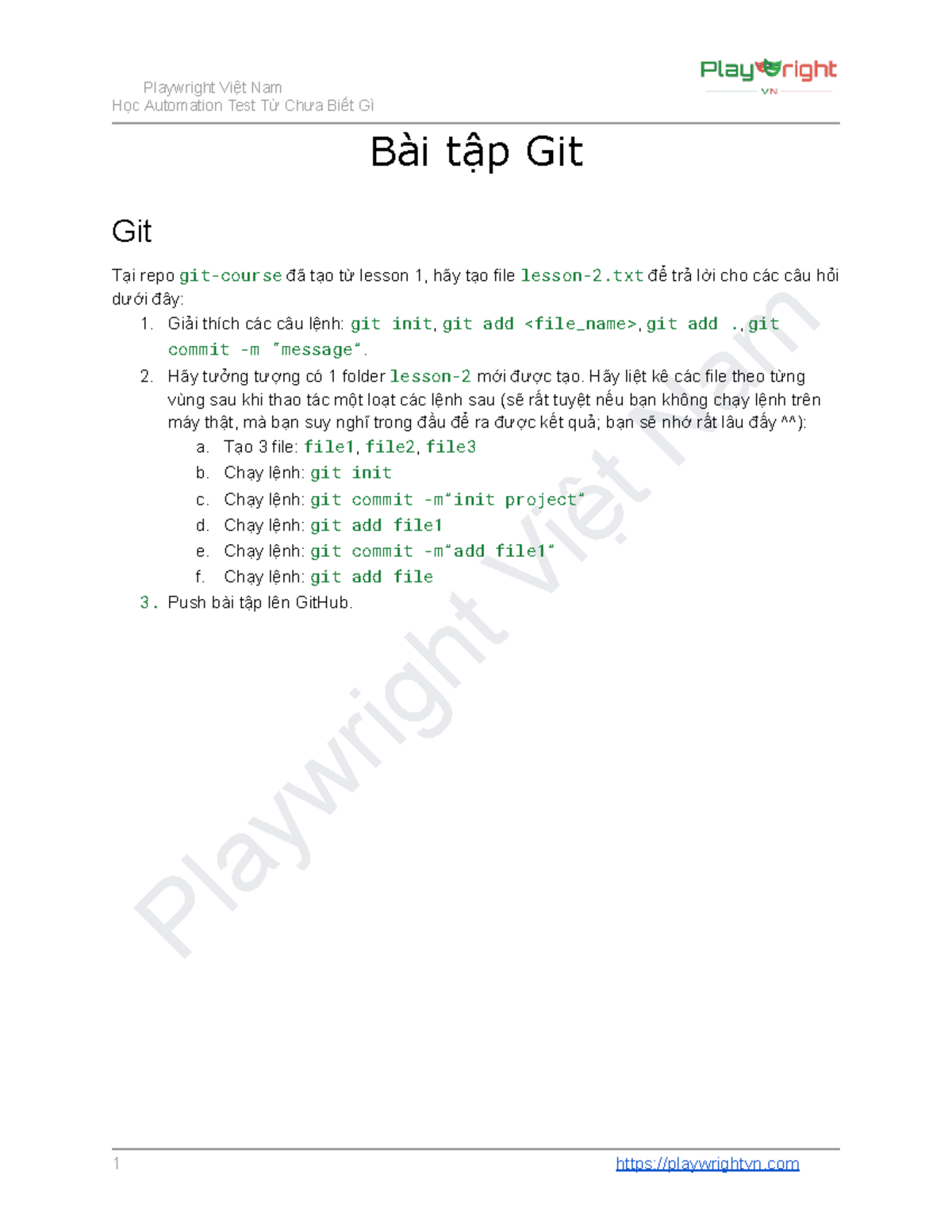 Bài Tập Git: Hướng Dẫn Sử Dụng Git cho Người Mới (Việt Nam) - Studocu