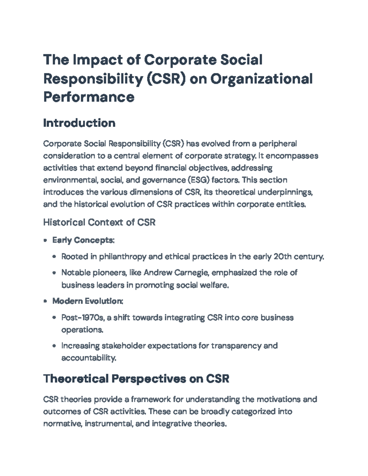 The Impact of Corporate Social Responsibility (CSR) on Org Performance ...