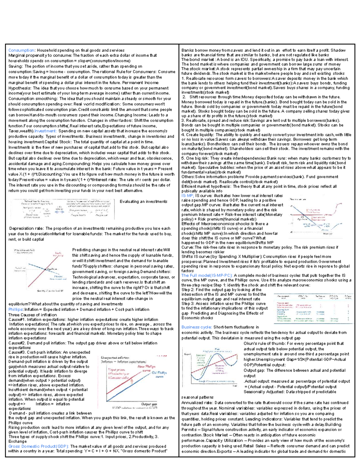 Cheat Sheet 3: Key Concepts in Consumption and Economic Indicators ...
