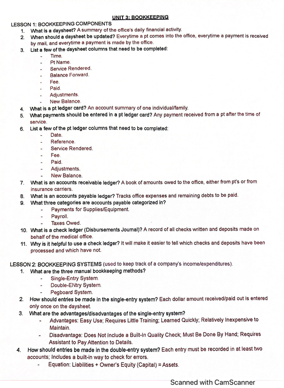 Bookkeeping Notes - Practicum in Health Science (HLT 201) - Studocu