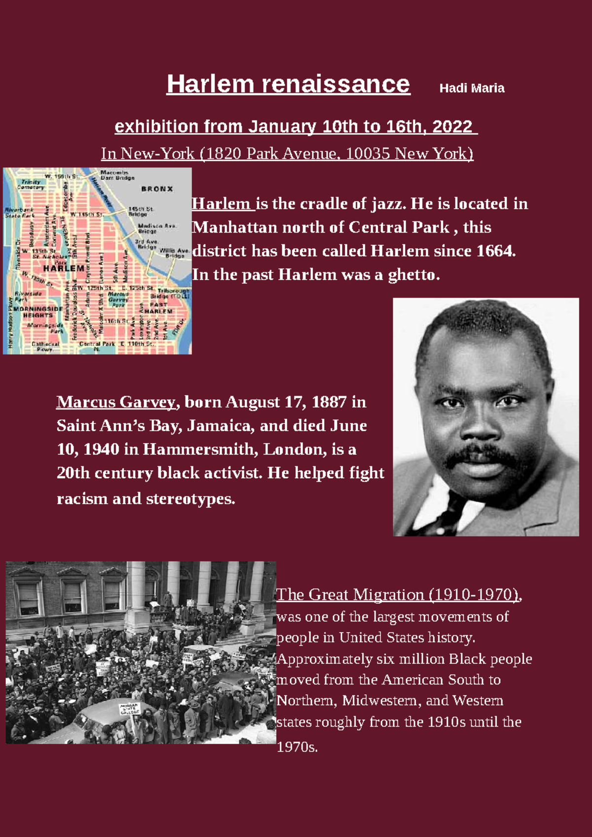 Harlem Renaissance Overview - Hadi Maria 502 - Studocu