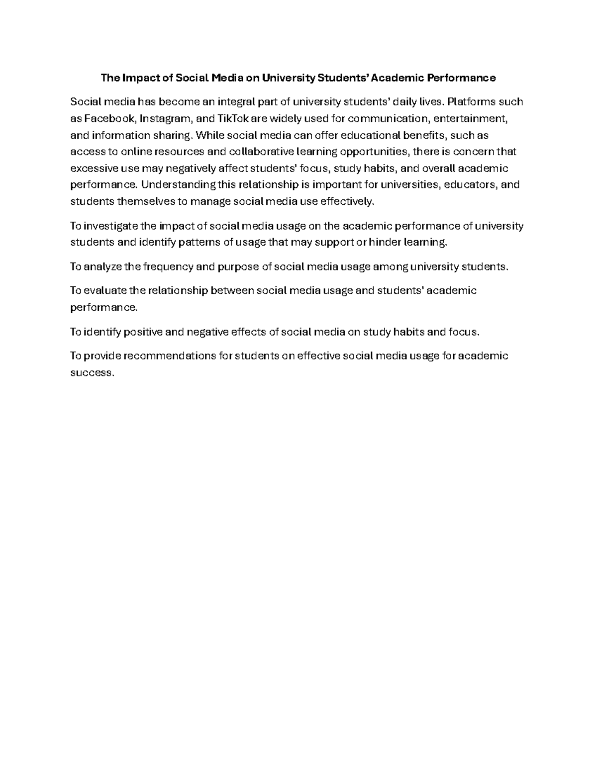 The Impact of Social Media on University Students' Academic Performance ...