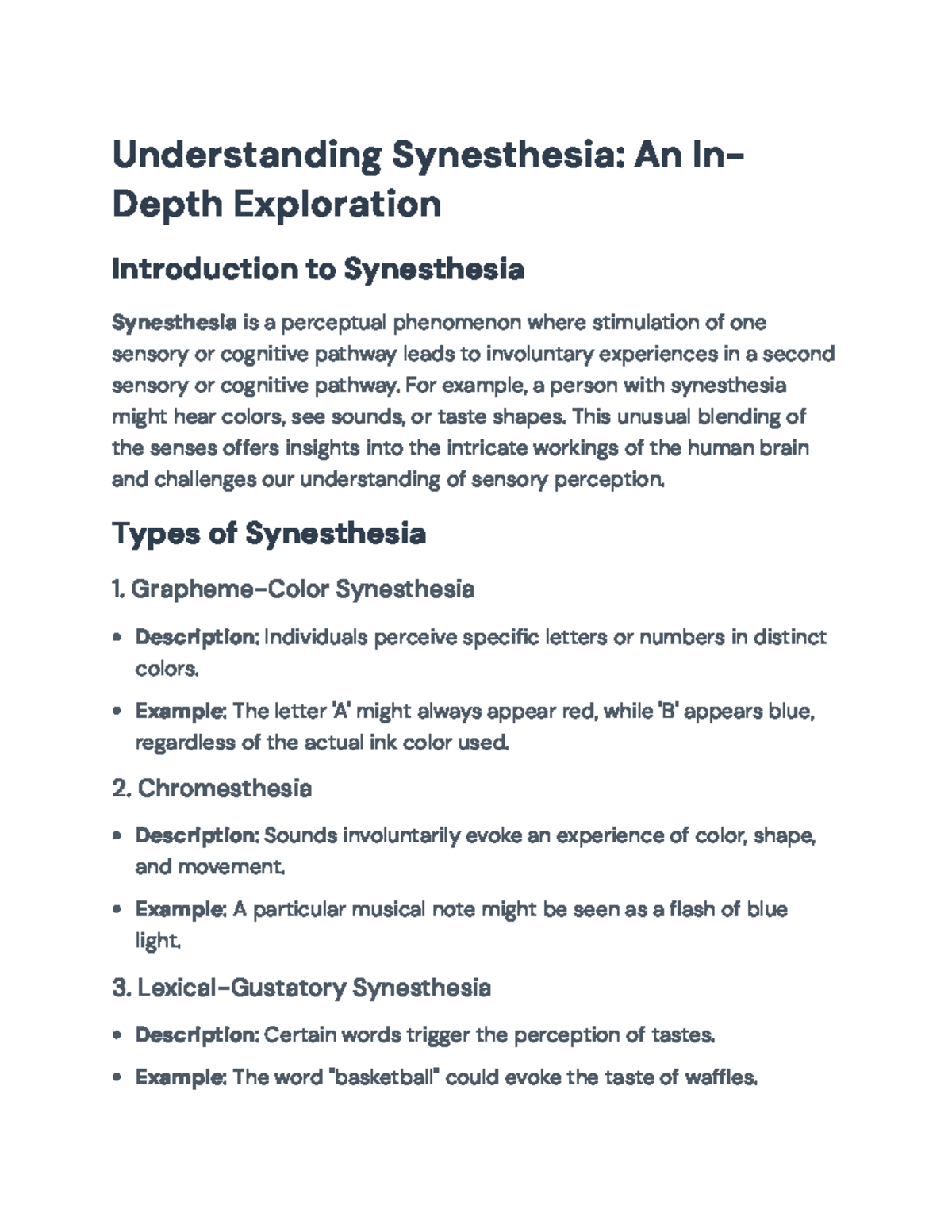 Understanding Synesthesia: Types, Mechanisms, and Implications ...
