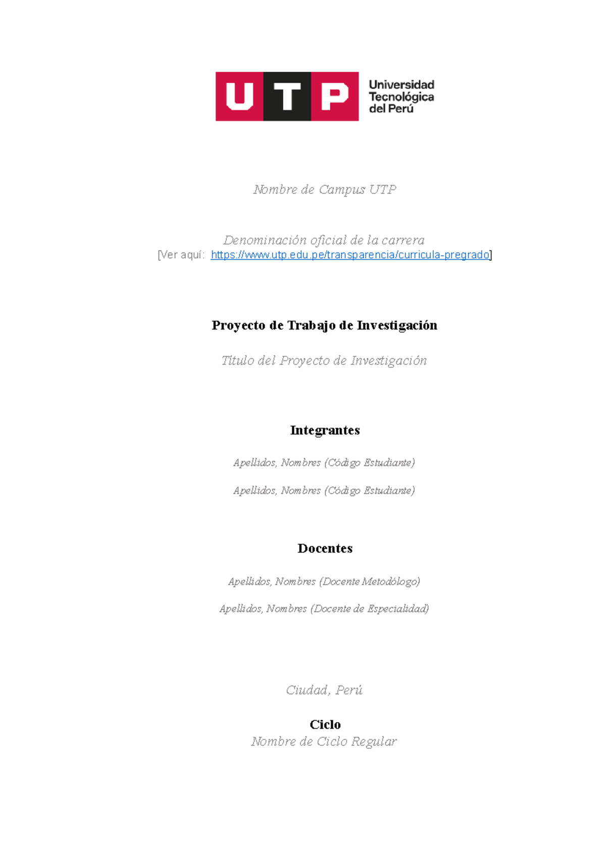 Plantilla de Plan de Tesis PIT - Investigación Industrial - Document Preview