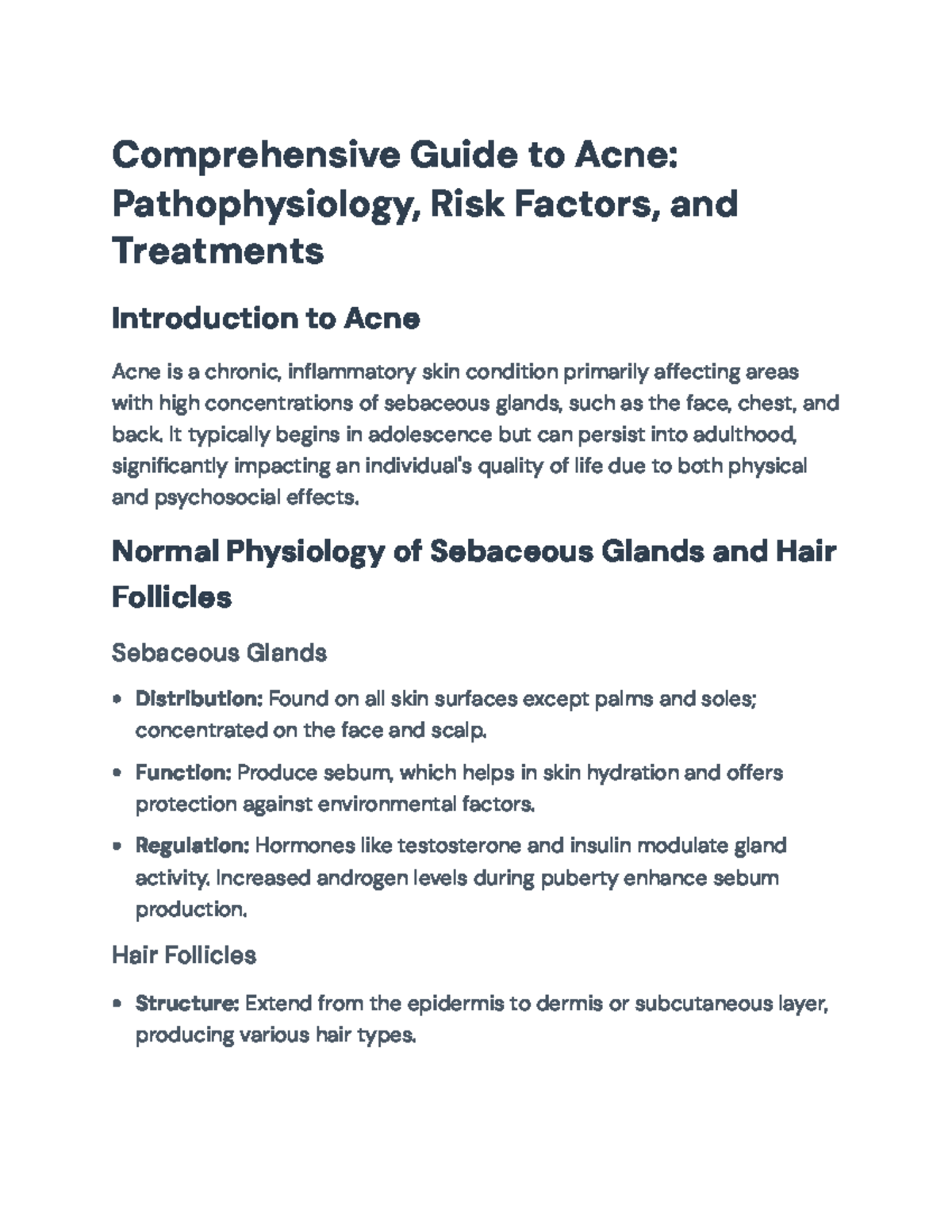 Comprehensive Guide to Acne: Pathophysiology, Risk Factors, and ...