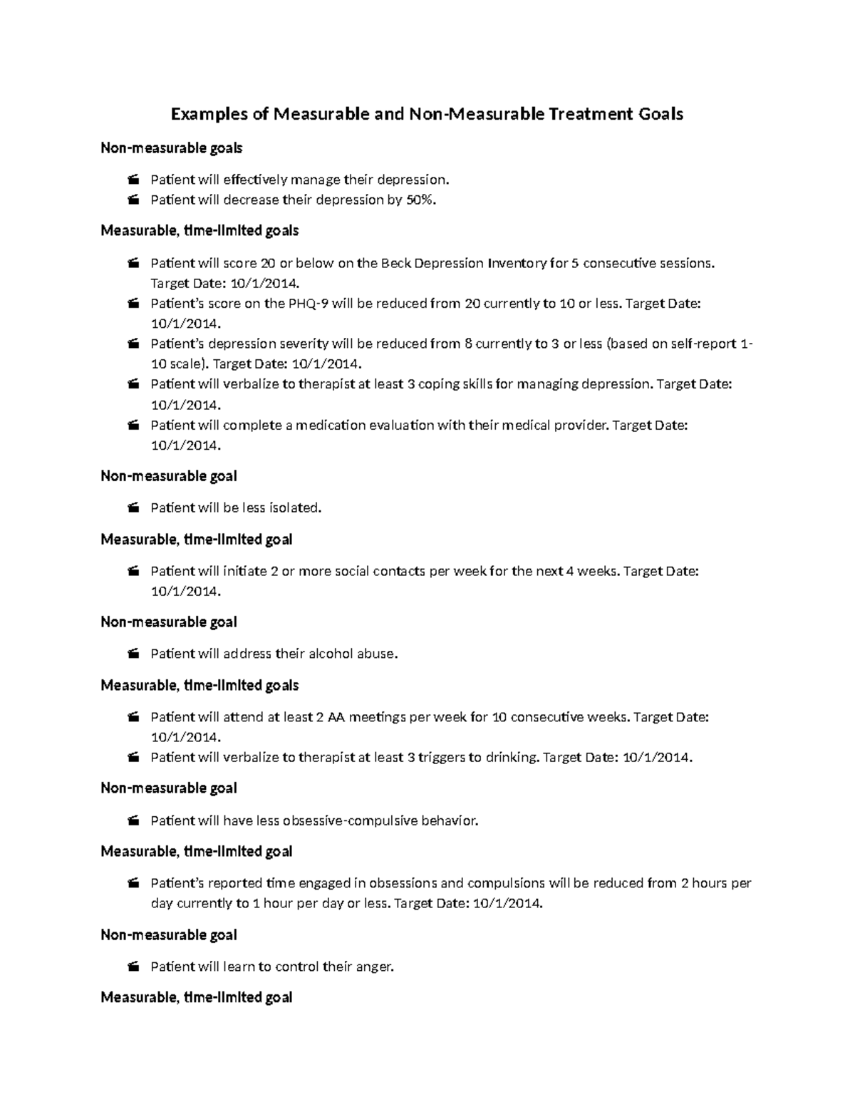 Measurable vs. Non-Measurable Treatment Goals: A Guide 2 - Studocu
