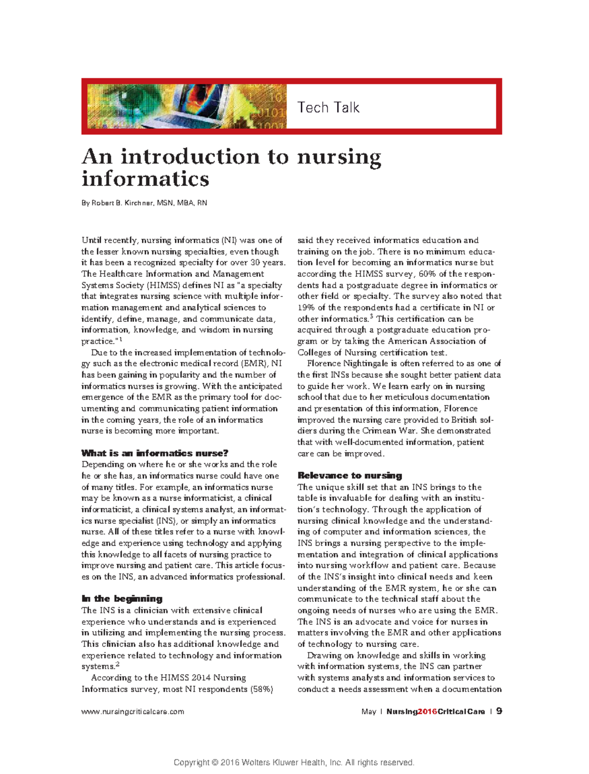 Introductionto Nursing INformaticspdf - nursingcriticalcare May l ...