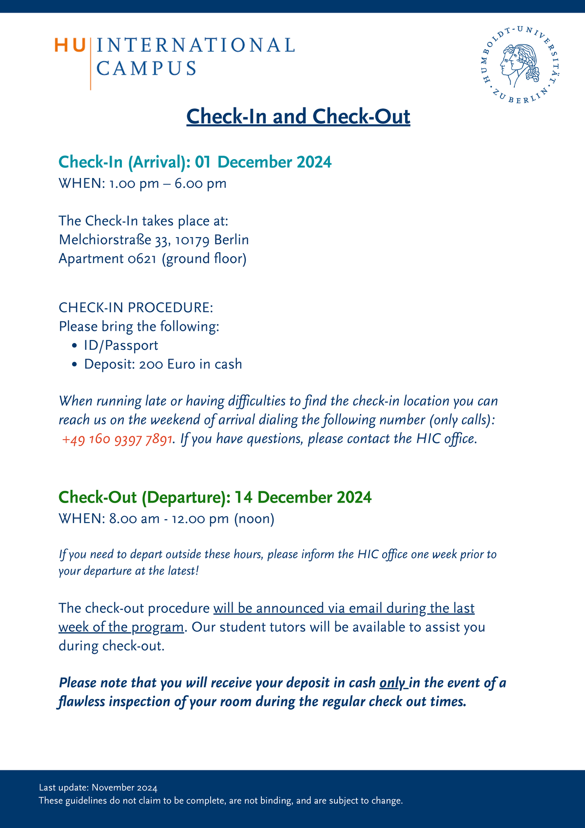 Check in check out flyer - These guidelines do not claim to be complete ...