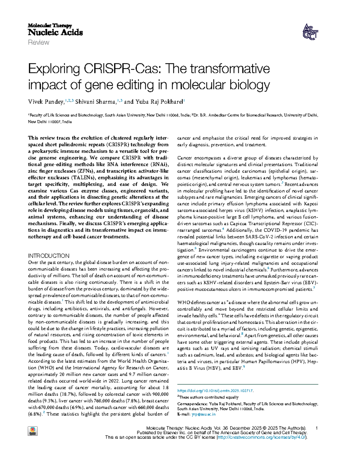 CRISPR and Cancer: Transformative Gene Editing Insights (BIO 101) - Studocu